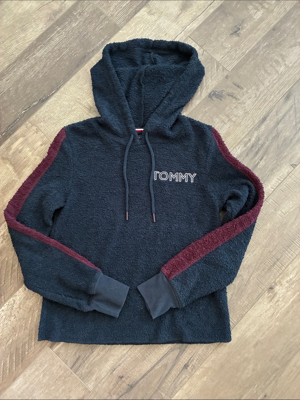 Tommy Hilfiger Sherpa Fleece Lounge Hoodie Navy/ Burgundry